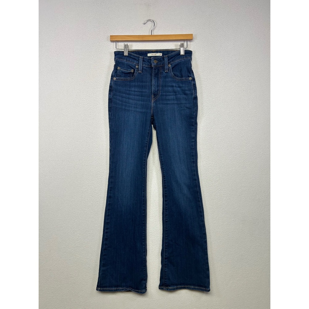 Retro Boho Levi's Womens 26 Dark Blue 726 High Rise Flare Jeans